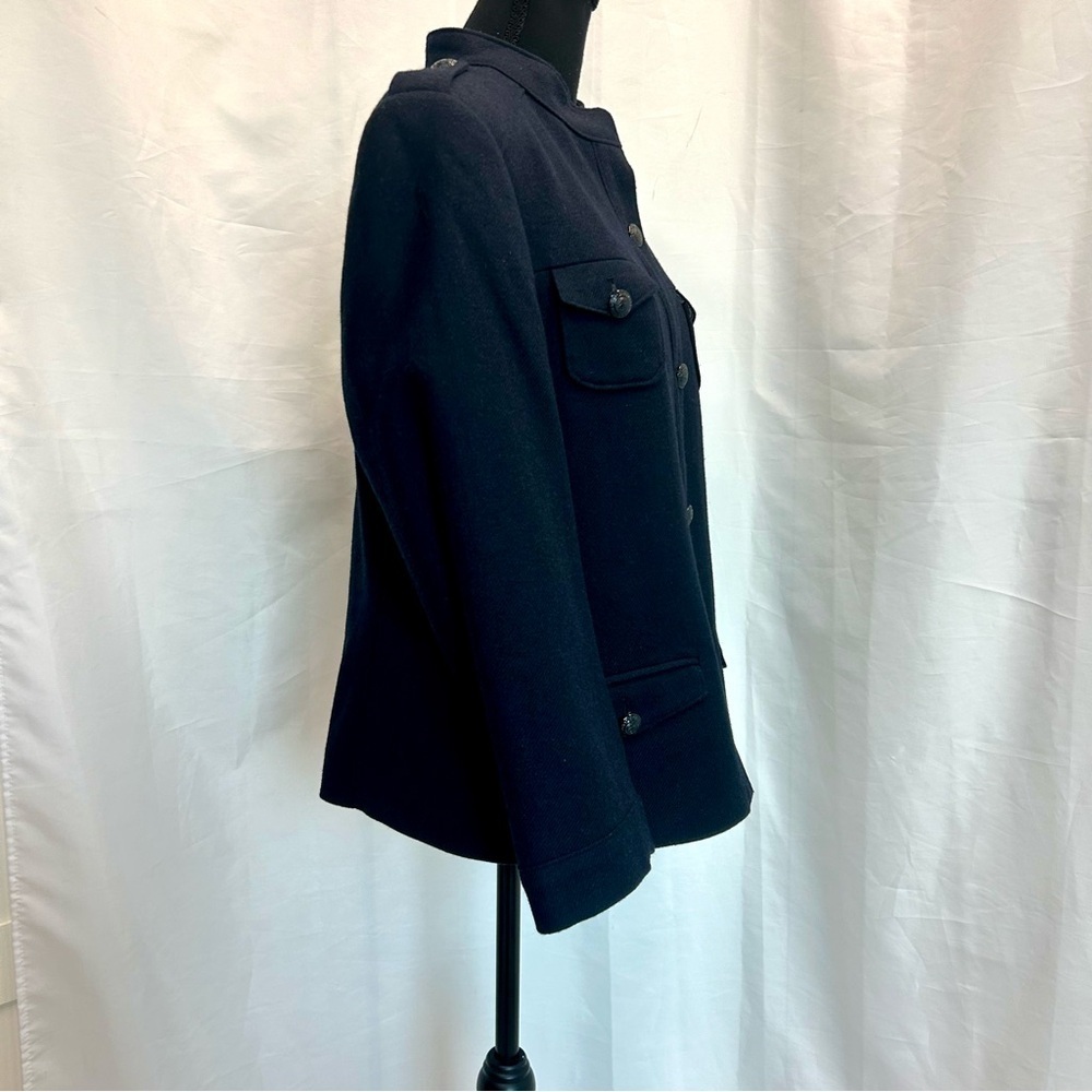 Brooks Brothers Red Fleece dark navy blue wool long sleeve military jacket coat - Picture 2 of 14